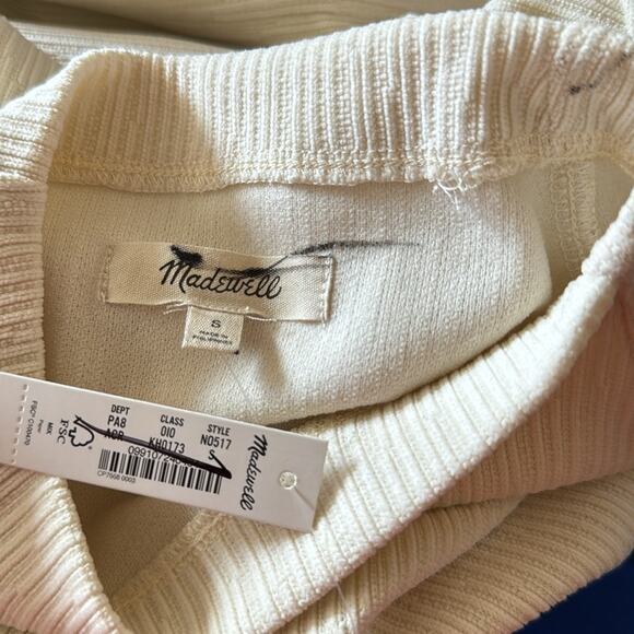 Madewell Striped Jacquard Funnelneck Top Antique Cream Size S NO517 - Picture 5 of 5